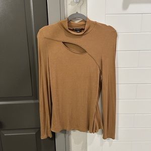 INC Macy's Tan Cutout Long Sleeve Top